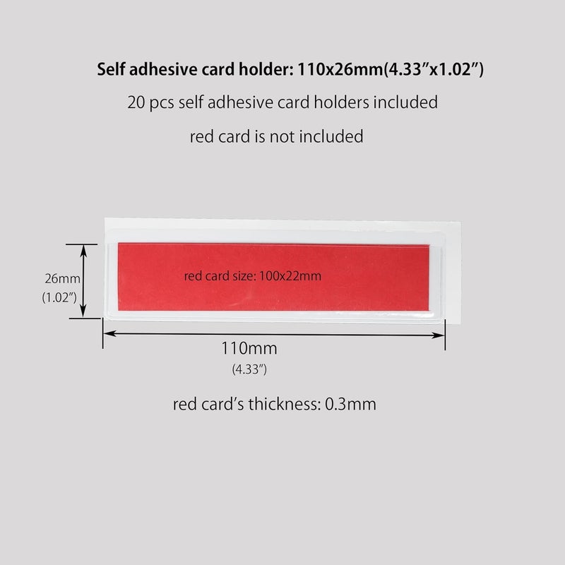 Baitoo Clear Adhesive Pockets Sleeves,Plastic Self Adhesive Label Holders Pockets Holder for Index Cards Planners Cabinets Shelves (4.33"x1.02"(110x26mm)-20PCS) - Image 5
